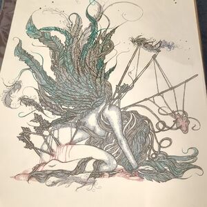 Blue and Gray Mixed Media Art with Dynamic Motion